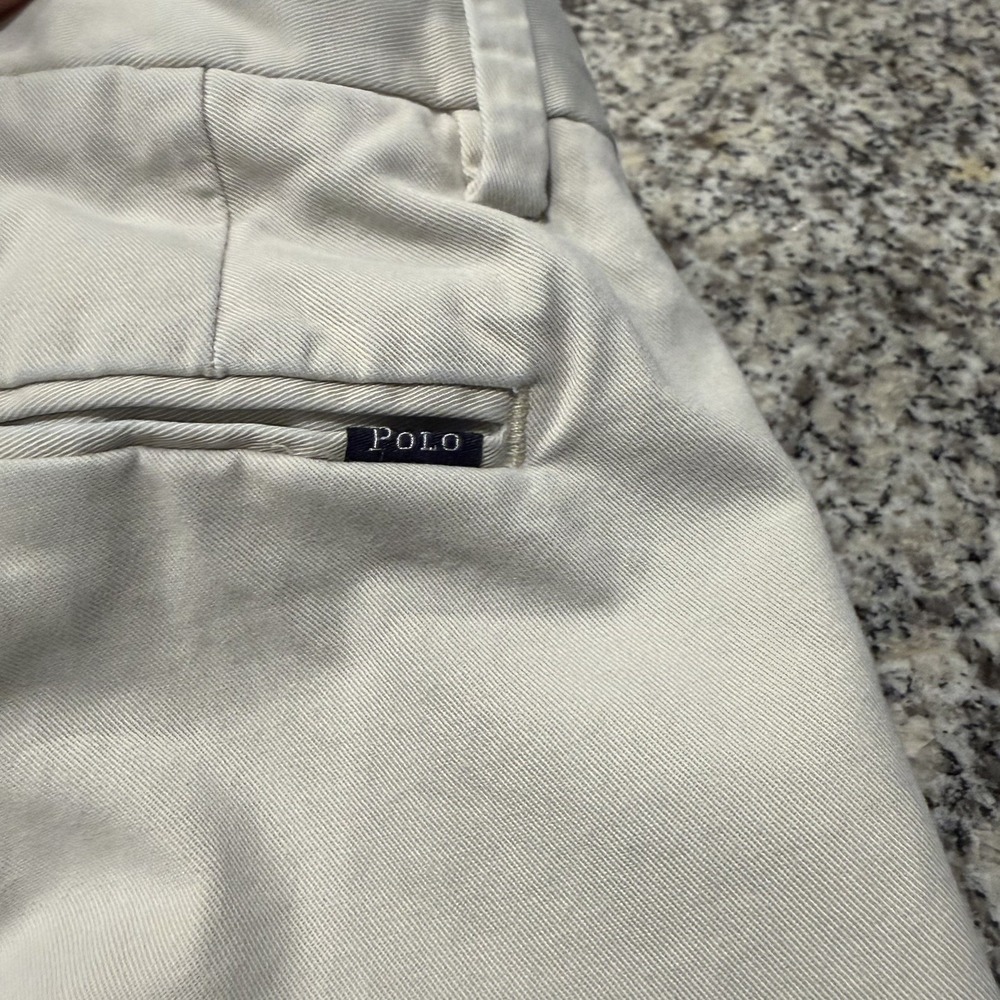 Polo Ralph Lauren Mens Chino Pants 35x30 Khaki Stretch Flat Slacks